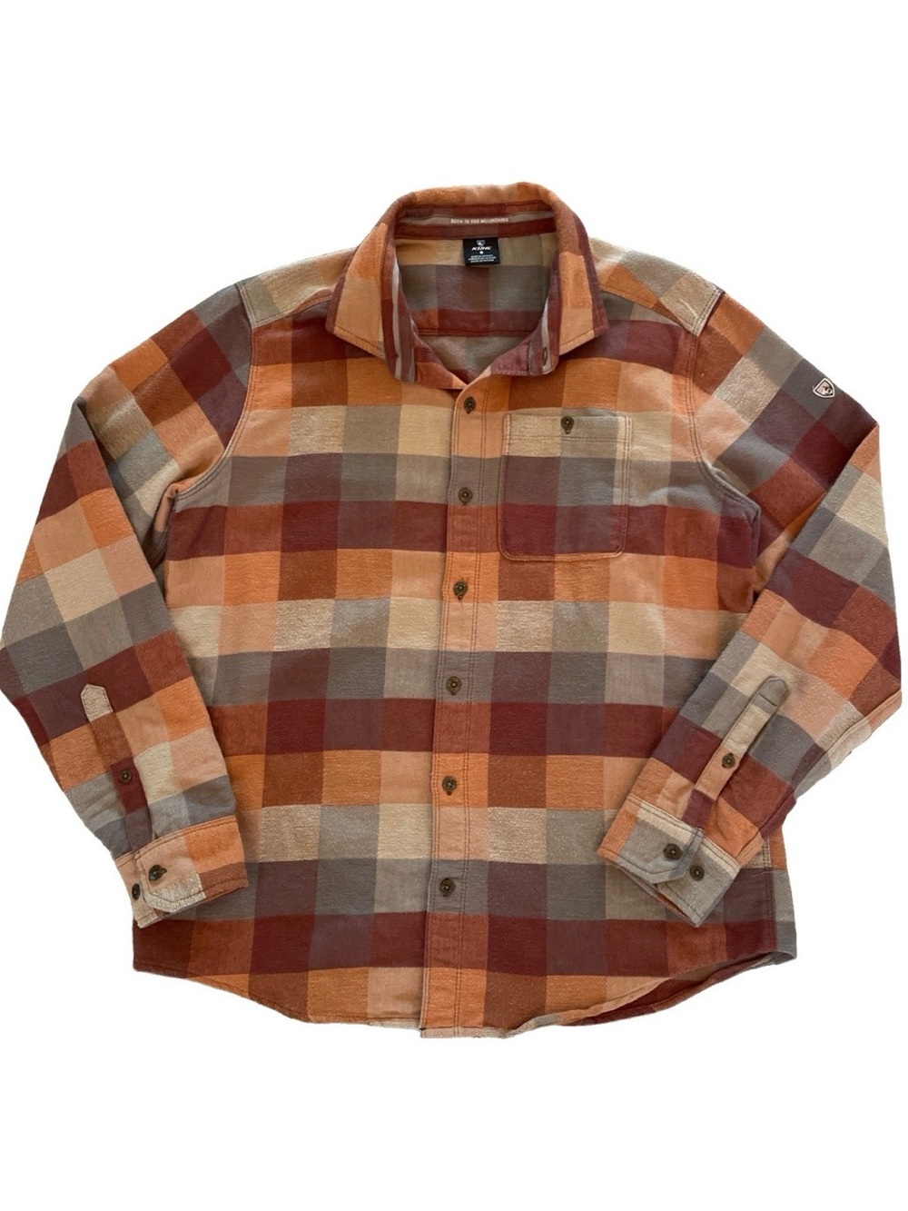 KUHL Pixelatr Flannel Shirt Mens Small Multi Plaid Long Sleeve Button Up Shirt